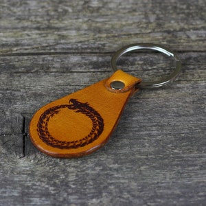 Jormungandr leather keychain, viking accessories, leather accessories, midgard serpent, great gift.