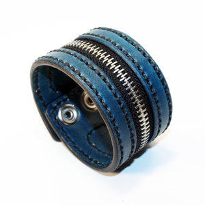Blue Zipper Bracelet. Handmade Bracelet. Blue Cuff. Zipper Cuff. Blue Zipper.Handmade Accessories. image 1