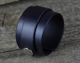 Handmade Leather Cuff Bracelet, Unisex Wrap Bracelet