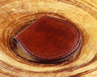 Leather coin wallet, brown coin purse, money purse, slim wallet, leather accessories, great gift.