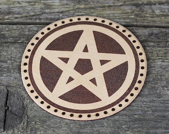 Parche de pentagrama de cuero: amuleto de cuero italiano