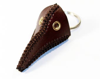 Plague Doctor Mask KeyChain! Brown Plague Doctor Mask! Leather Key Chain! Great gift! Unique Handmade item