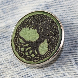 Tree of Life leatheer pin, celtic accessories, celtic symbol, viking symbol, leather accessories, great gift.
