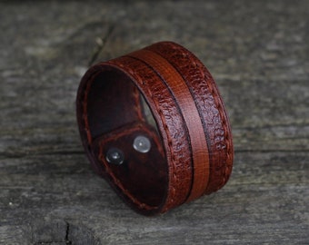 Bracciale rigido in pelle fatto a mano: accessori in pelle unisex