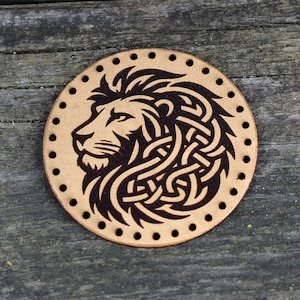 Lion Leather Patch: Sew-On Applique, Leather Accessories