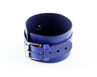 Purple Leather Cuff Bracelet, Italian Leather Accessories