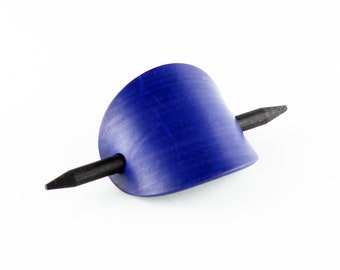 Handcrafted Purple Leather Hair Slide with Wooden Stick