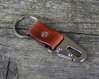 Minimalist Leather Keychain with Carabiner Clip