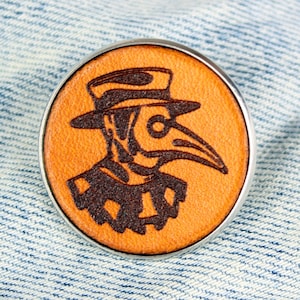 Leather Plague Doctor Pin: Steampunk Badge