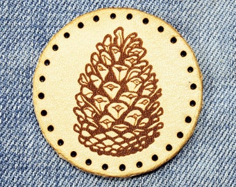 Pine Cone Leather Patch: Italian Leather Nature Applique