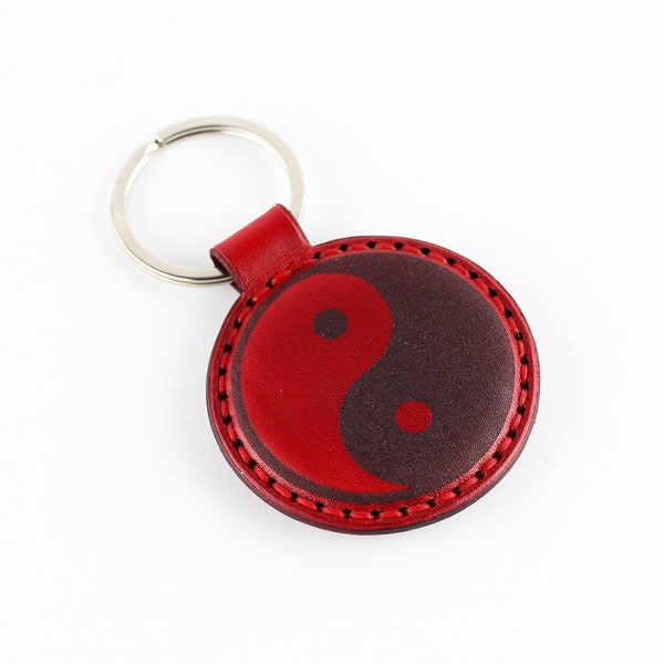 Porte-clés en cuir Ying Yang, porte-clés Harmony, porte-clés yoga, accessoires en cuir, cadeau idéal !