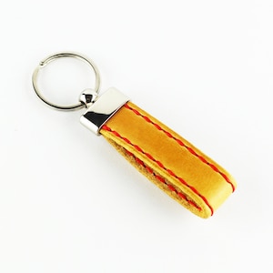 Handmade Yellow Leather Key Chain: Personalized Key Ring