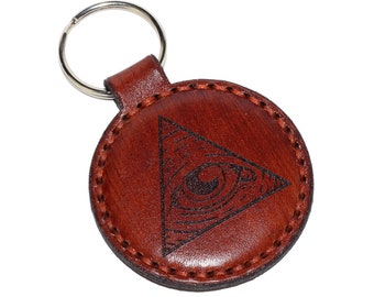 Illuminati leather keychain, Mason eye,Illuminati, Free Mason, Eye of Providence, Leather keyfob, Great gift.