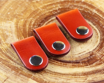 Leather Cord Organizer: Earbud Holder, Desk Storage - Orange (Set of 3)