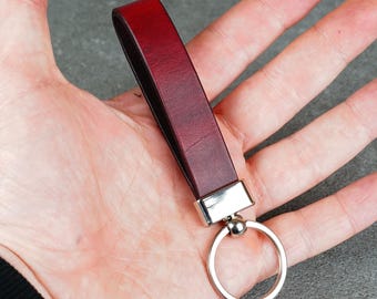 Handmade Red Leather Keychain, Personalized Key Fob - Etsy