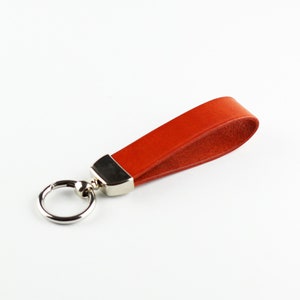 Handmade Orange Leather Keychain: Personalized Key Fob