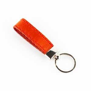 Leather key chain, leather key fob, handmade orange key chain, leather key ring, handmade leather accessories.