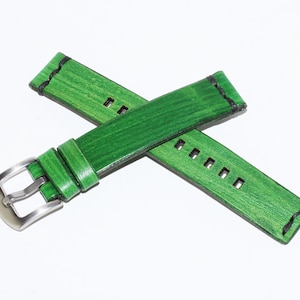 Leather watch strap 18 - 24mm, Green watch band, Leather strap, Great gift.