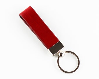 Leather key chain, leather key fob, handmade red key chain, leather key ring, handmade leather accessories.