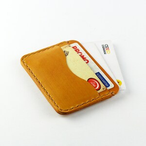 Portafoglio sottile in pelle con porta carte, porta carte di credito minimalista, portafoglio sottile per carte, portafoglio in pelle gialla.