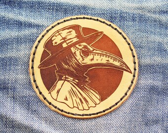 Plague doctor leather patch. Plague doctor mask sew, Sew On Patch, Great gift.