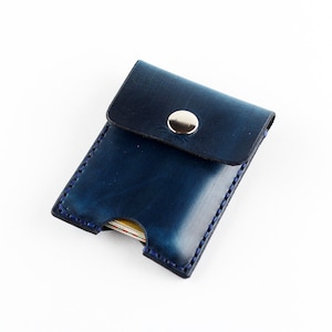 Credit Card Holder leather , Business Card Holder, Blue Leather Credit Card Wallet, Blue Card Holder. Great Gift.