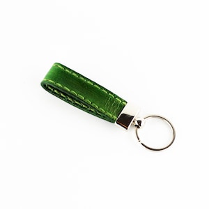 Handmade Green Leather Key Chain: Personalized Key Fob