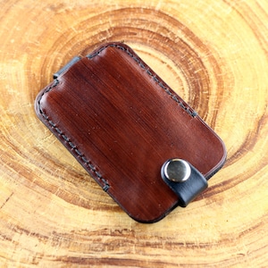 Porte-clés en cuir, étui avec porte-clés en argent, accessoires en cuir, cadeau idéal.