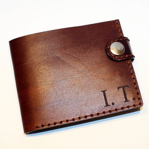 Cartera de cuero personalizada, cartera con iniciales, monedero marrón para hombre, tarjetero, gran regalo.