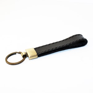 Leather key chain, leather key fob, handmade black key chain, leather key ring, handmade leather accessories.