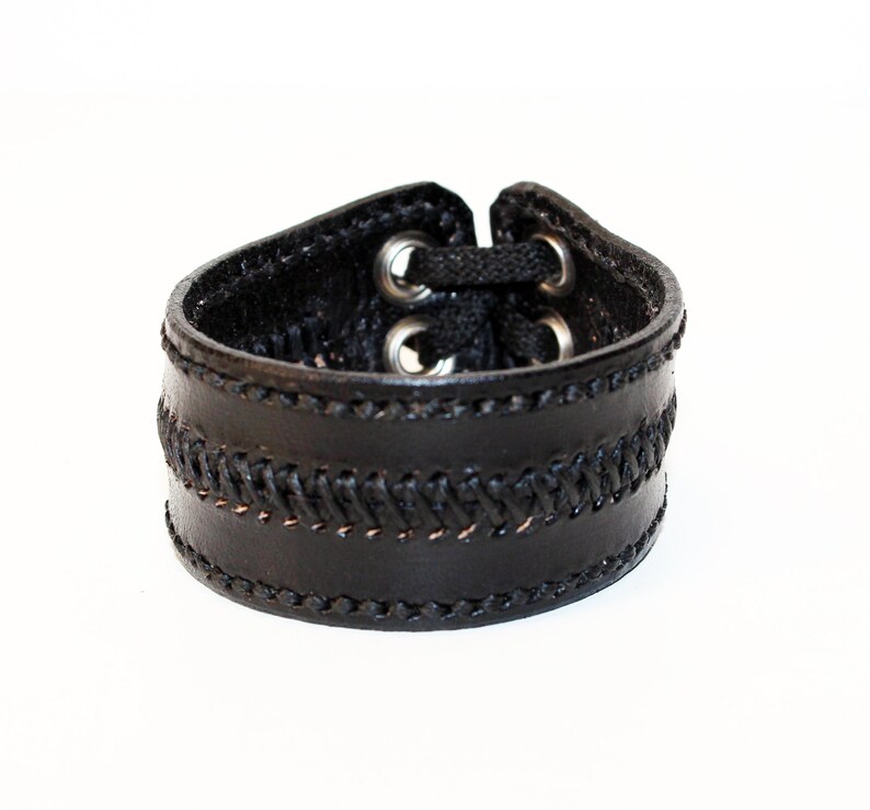 Leather Cuff Bracelet Black Handmade Cuff Great Bracelet - Etsy
