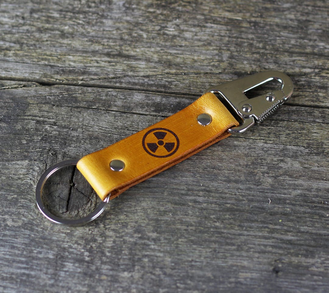 Nuclear Key Rings Nuclear Symbol - Leather Keychain, Radiology Symbol Key Fob, Leather ...