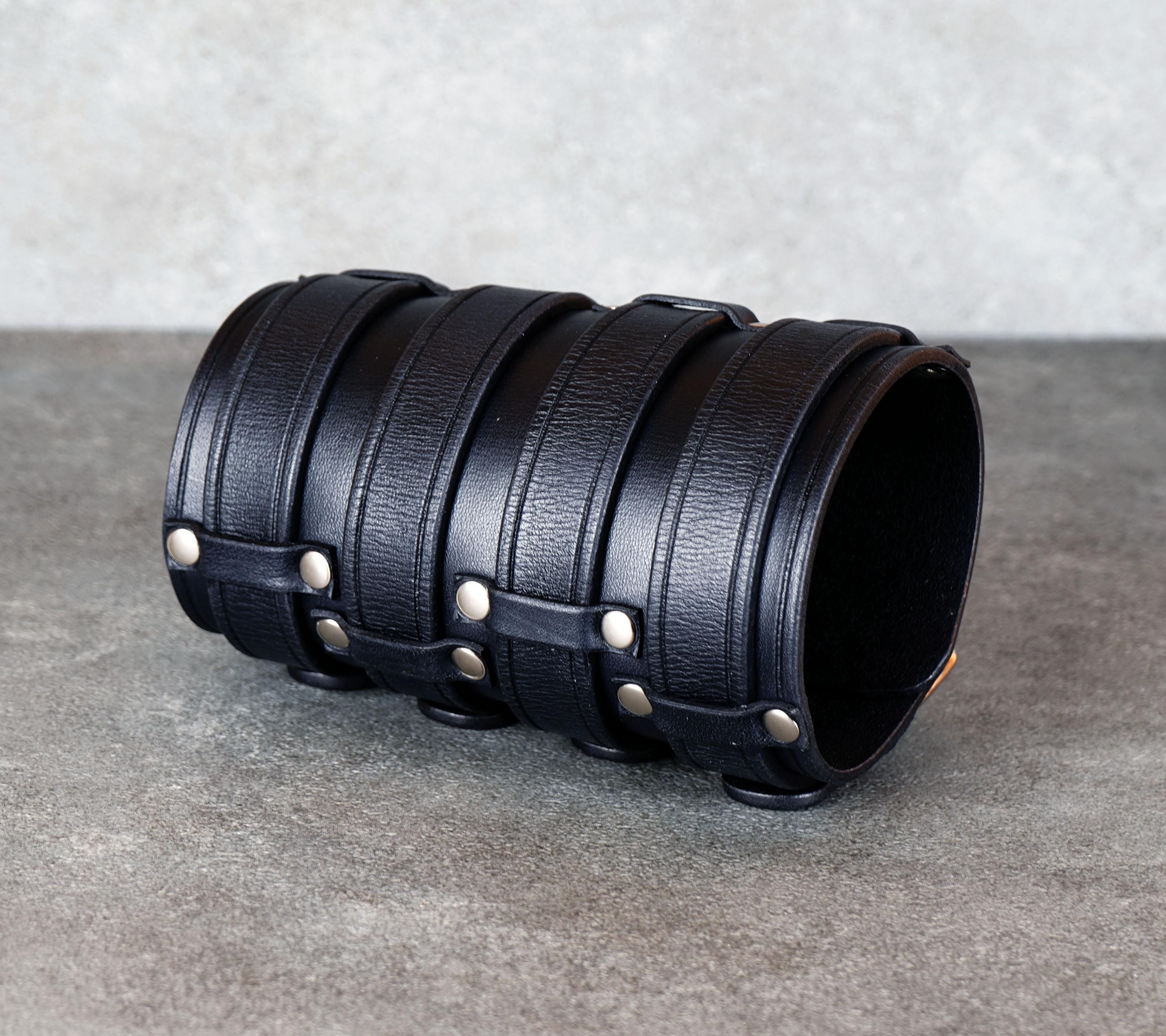Black Leather Cuff Bracelet: Rocker Style Accessories - Etsy
