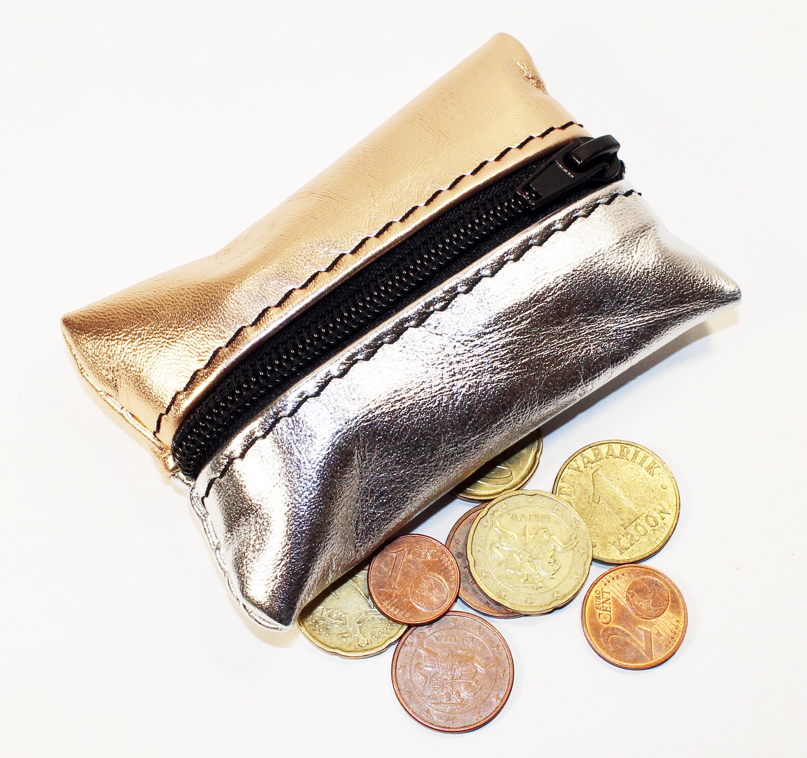 Leather Coin Wallet Gold Coin Wallet Great Leather Item Etsy