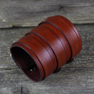 Brown Leather Cuff Bracelet: Italian Leather Rocker Style