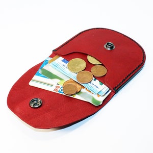 Cartera de cuero rojo, monedero, monedero, tarjetero, accesorio de cuero, gran regalo.