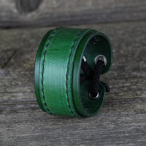 Green leather bracelet, leather accessories, green cuff, anniversary gift, great gift.