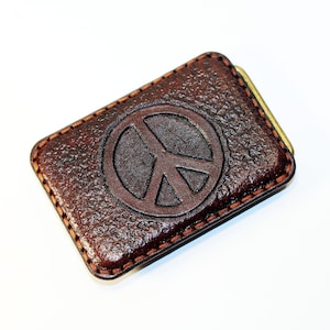 38mm Leather buckle with Peace sign, handmade buckle, 38mm buckle.