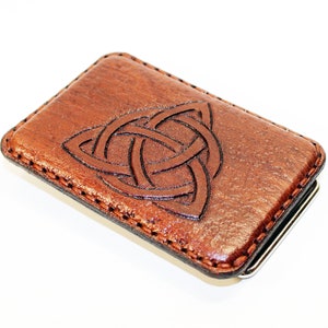 Handmade Leather Belt Buckle with Triquetra - 40mm