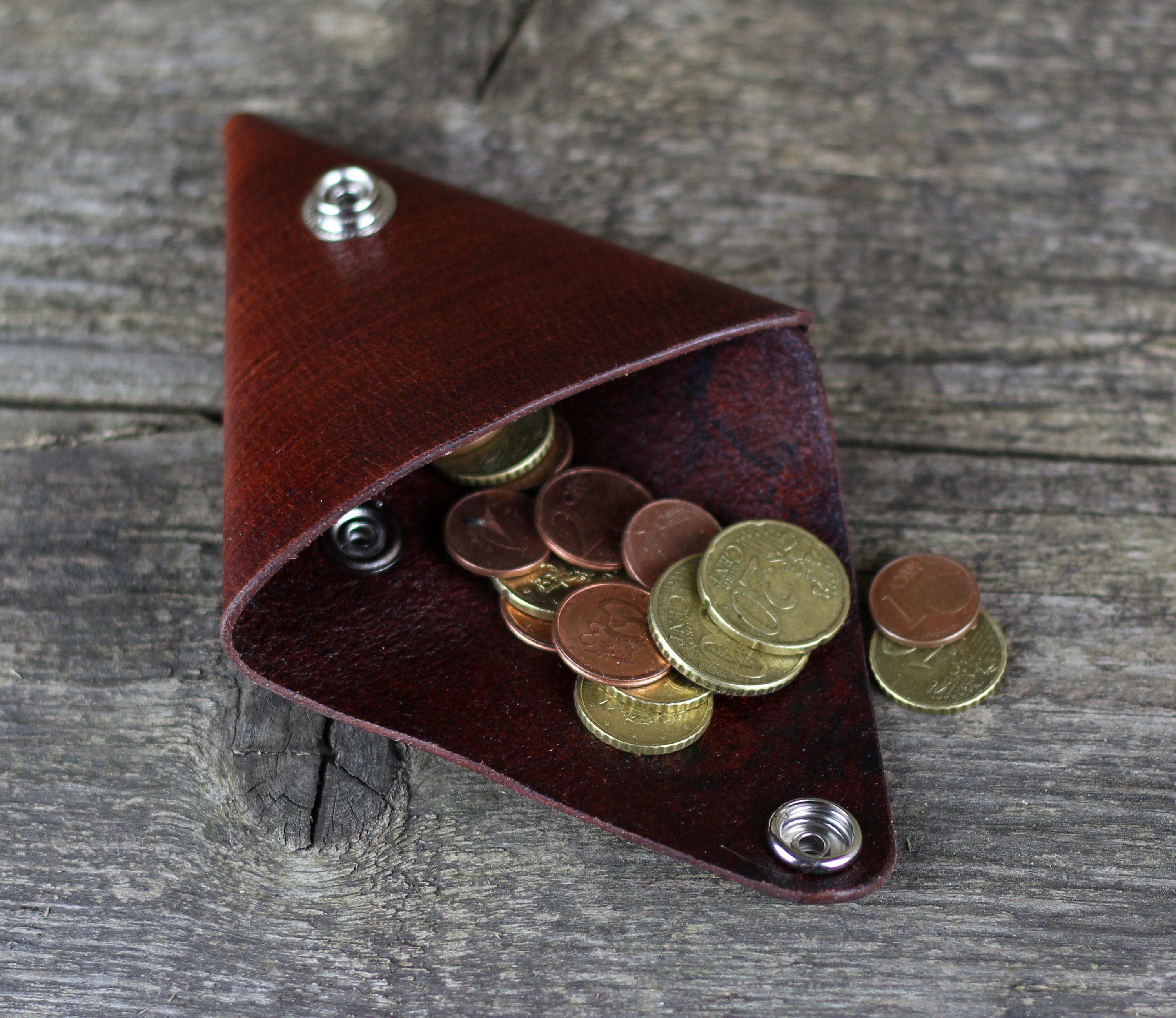 Handmade Brown Leather Triangle Coin Purse: Small Wallet - Etsy