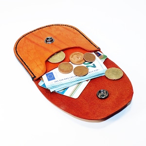 Cartera de piel naranja, monedero, monedero, tarjetero, accesorio de piel, gran regalo.