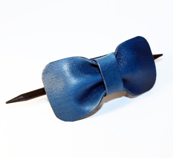 Handcrafted Leather Hair Slide with Wooden Stick