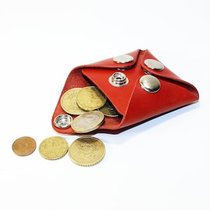Monedero de cuero, monedero naranja, monedero, billetera delgada, accesorios de cuero, gran regalo.