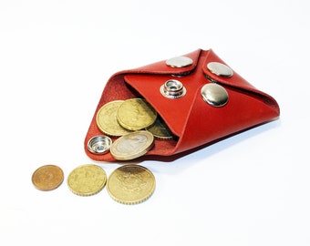 Monedero de cuero, monedero naranja, monedero, billetera delgada, accesorios de cuero, gran regalo.