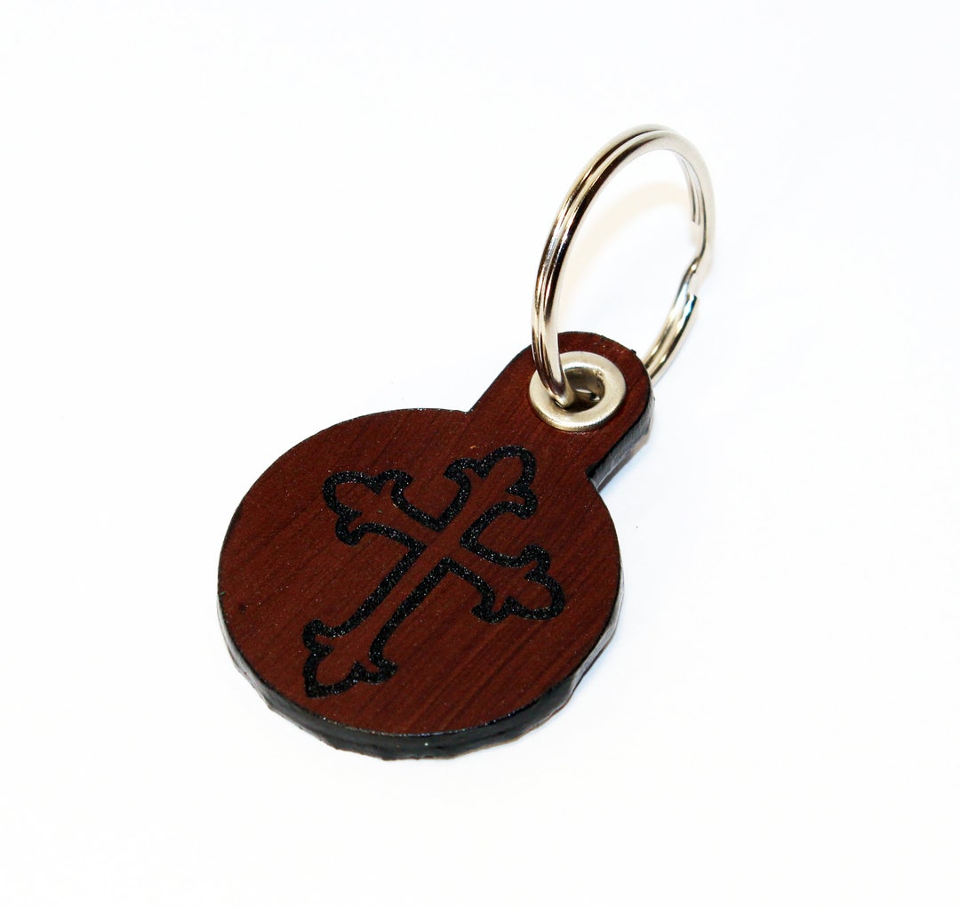 Handmade Leather Cross Keychain: Christian Religious Gift - Etsy