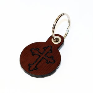 Handmade Leather Cross Keychain: Christian Religious Gift
