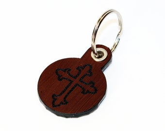Handmade Leather Cross Keychain: Christian Religious Gift
