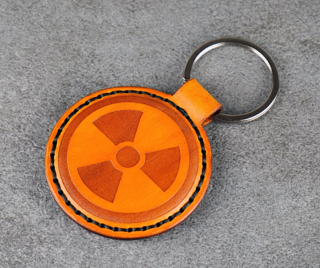 Nuclear Symbol Leather Keychain, Biohazard Keyfob, Leather Accessories ...