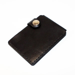 Cartera de cuero negra, tarjetero, billetera delgada, tarjetero, accesorio de cuero, gran regalo.