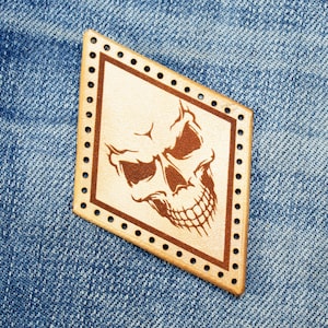 Skull leather patch, Skull sew, Rocker accessories, Motorcycle Patches, Great gift. image 2